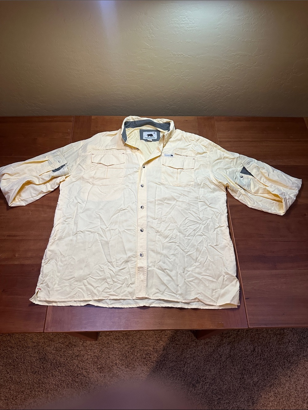 Dakota Grizzly Casual Men's Pale Yellow Button-Down Shirt with Roll-Tab Sleeves